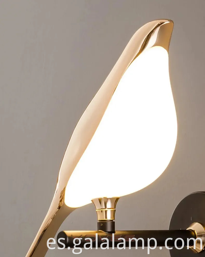 Lámpara de pared LED de pájaro de órgano nórdico para la decoración del dormitorio